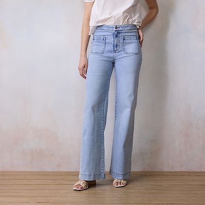 Jupe En Denim Léger Lauren Conrad - Taille 12 - Devant Boutonnée - Bleu Clair - Neuve Avec Étiquettes