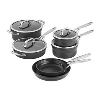 Zwilling Motion Nonstick Hard-anodized 10 pc Cookware Set In Grey, Dutch Oven, Fry Pan, Saucepan