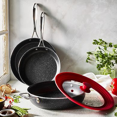 Henckels Capri Notte 4-pc Aluminum Nonstick Cookware Set With Universal Lid