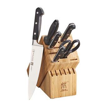 Zwilling Professional S Knife Set With Block, Chef’s Knife, Serrated Utility Knife, 7 pc Black