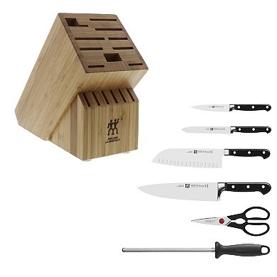 Zwilling Professional S Knife Set With Block, Chef’s Knife, Serrated Utility Knife, 7 Piece, Black