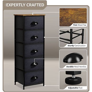 Sorbus 5 Drawers Narrow Dresser For Small Spaces, Closets, Bedroom, Bathroom & Laundry