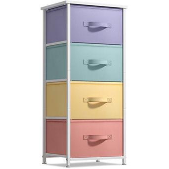 Sorbus 4 Drawers Nightstand - Storage For Closet, Home, Etc - Features Steel Frame, Wood Top