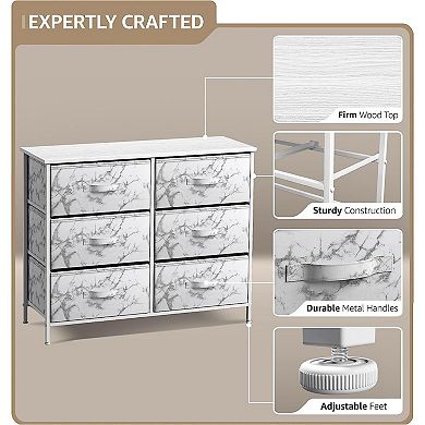 Sorbus 6 Drawers Storage Dresser For Bedroom, Closet, Office Organization - Steel Frame, Wood Top