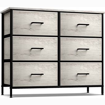 Sorbus 6 Drawers Dresser- Storage Unit with Steel Frame, Wood Top, Fabric Bins