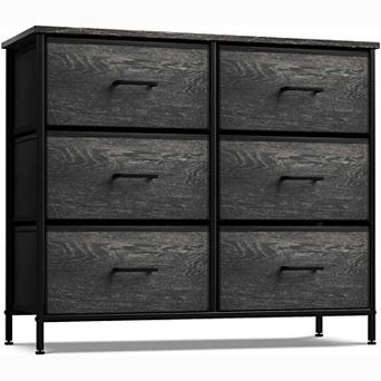 Sorbus 6 Drawers Dresser- Storage Unit with Steel Frame, Wood Top, Fabric Bins