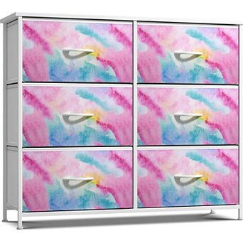 Sorbus 6 Drawers Storage Dresser For Bedroom, Closet, Office Organization - Steel Frame, Wood Top