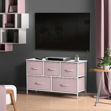Sorbus 5 Drawers Horizontal Dresser- With Steel Frame, Wood Top - For Bedroom, Closet, Office & More