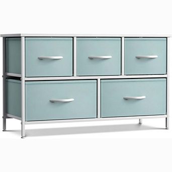 Sorbus 5 Drawers Horizontal Dresser- With Steel Frame, Wood Top - For Bedroom, Closet, Office & More