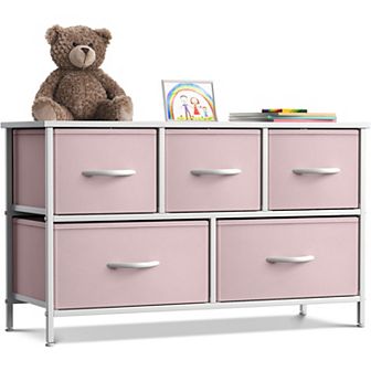 Sorbus 5 Drawers Horizontal Dresser- With Steel Frame, Wood Top - For Bedroom, Closet, Office & More