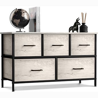 Sorbus 5 Drawers Horizontal Dresser- With Steel Frame, Wood Top - For Bedroom, Closet, Office & More