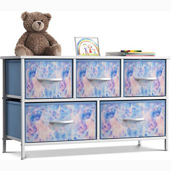 Sorbus 5 Drawers Horizontal Dresser- With Steel Frame, Wood Top - For Bedroom, Closet, Office & More