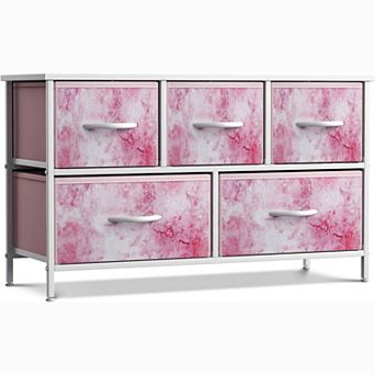 Sorbus 5 Drawers Horizontal Dresser- With Steel Frame, Wood Top - For Bedroom, Closet, Office & More