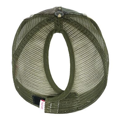 Ponyflo Women's Camo Cotton Ponytail Baseball Cap