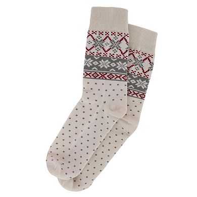 CTM Men's Crew Snowflake Christmas Novelty Sock (1 Pair)