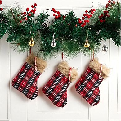 12-Pieces Buffalo Plaid Christmas Stockings