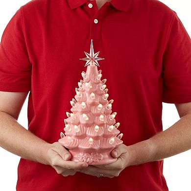 12" Pre-Lit Hand-Painted Ceramic Christmas Tree