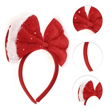 Elegant Bow Shape Headband for Christmas 4.72" Diameter Red 1 Pcs
