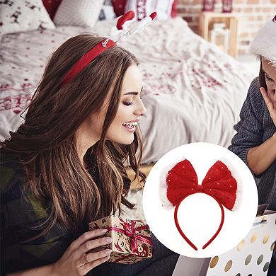 Elegant Bow Shape Headband for Christmas 4.72" Diameter Red 1 Pcs