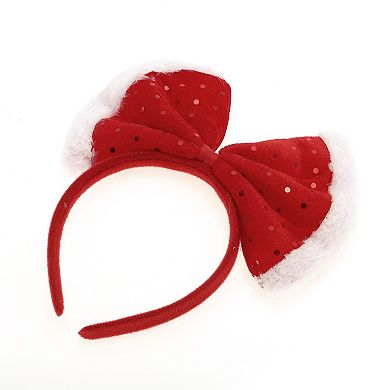 Elegant Bow Shape Headband for Christmas 4.72" Diameter Red 1 Pcs