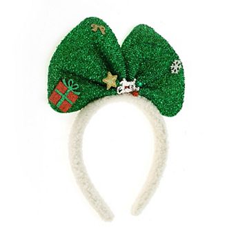 Bow Shape Headband for Christmas 4.72" Diameter Green White 1 pc