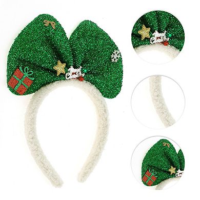 Bow Shape Headband for Christmas 4.72" Diameter Green White 1 Pcs