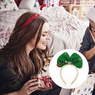 Bow Shape Headband for Christmas 4.72" Diameter Green White 1 Pcs