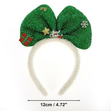 Bow Shape Headband for Christmas 4.72" Diameter Green White 1 Pcs