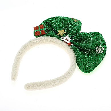 Bow Shape Headband for Christmas 4.72" Diameter Green White 1 Pcs