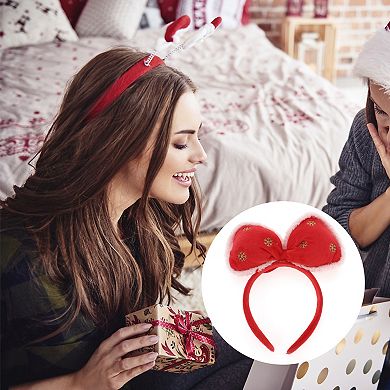 Bow Shape Headband for Christmas 4.72" Diameter Red 1 Pcs