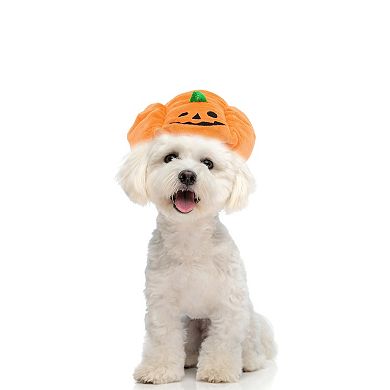 Funny Pumpkin Style Pet Headwear for Halloween Orange 1 Pcs