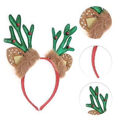 Antlers Shape Headband for Christmas 4.72" Diameter Green Brown 1 Pcs