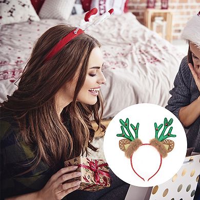 Antlers Shape Headband for Christmas 4.72" Diameter Green Brown 1 Pcs