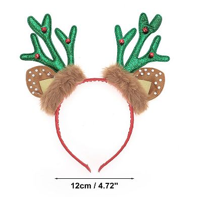 Antlers Shape Headband for Christmas 4.72" Diameter Green Brown 1 Pcs