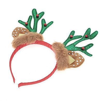 Antlers Shape Headband for Christmas 4.72" Diameter Green Brown 1 Pcs