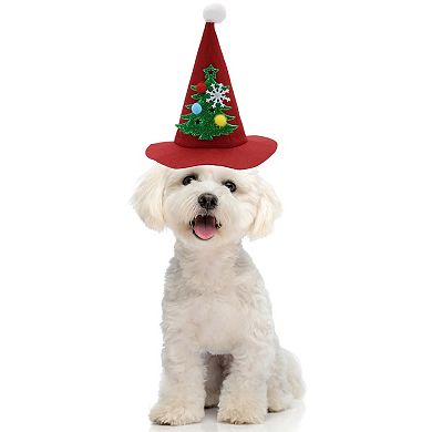 Eye-catching Pet Headwear for Christmas 5.91"x5.51" Red 1 Pcs