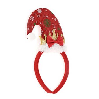 Crown Pattern Headband for Christmas 4.72" Diameter Gold Tone Red 1 pc
