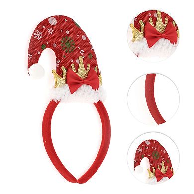 Crown Pattern Headband for Christmas 4.72" Diameter Gold Tone Red 1 Pcs