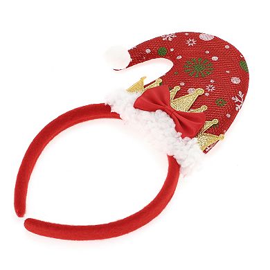 Crown Pattern Headband for Christmas 4.72" Diameter Gold Tone Red 1 Pcs