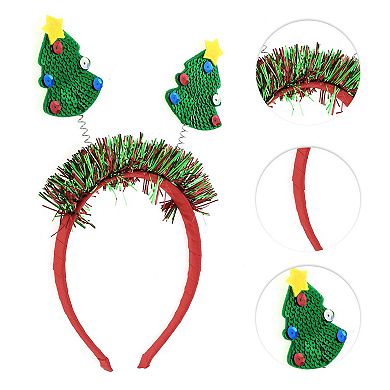 Elegant Tree Shape Headband for Christmas 4.72" Diameter Green Red 1 Pcs