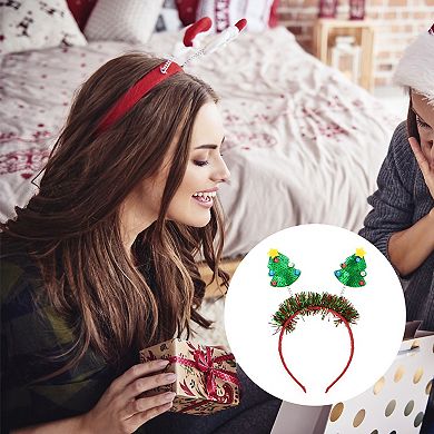 Elegant Tree Shape Headband for Christmas 4.72" Diameter Green Red 1 Pcs