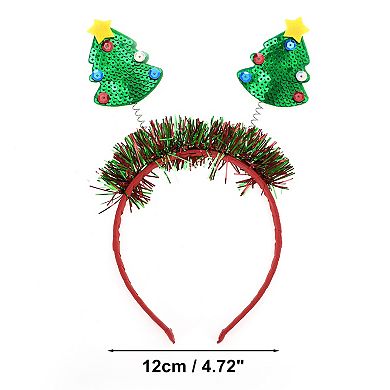 Elegant Tree Shape Headband for Christmas 4.72" Diameter Green Red 1 Pcs
