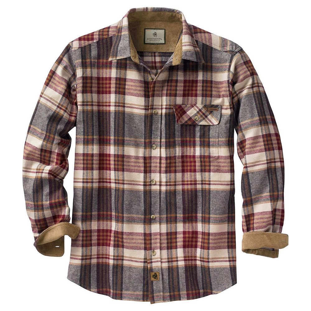 Men's Legendary Stretch Flannel Shirt - Relaxed Fit Brushed Cotton With Suede Trim, Horizon Plaid