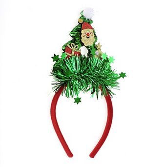 Santa Claus Pattern Headband for Christmas 4.72" Diameter Green Red 1 pc