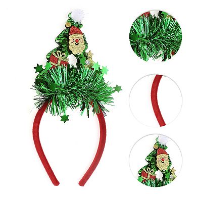 Santa Claus Pattern Headband for Christmas 4.72" Diameter Green Red 1 Pcs