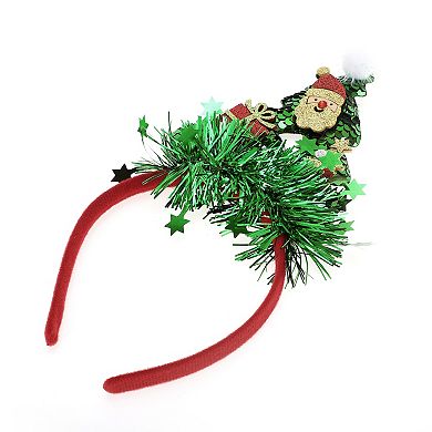 Santa Claus Pattern Headband for Christmas 4.72" Diameter Green Red 1 Pcs