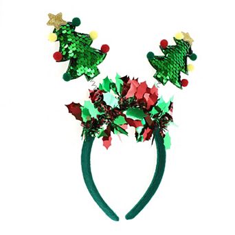 Exquisite Tree Shape Headband for Christmas 4.72" Diameter Green 1 pc