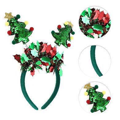 Exquisite Tree Shape Headband for Christmas 4.72" Diameter Green 1 Pcs