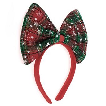 Bow Shape Headband for Christmas 4.72" Diameter Green Red 1 pc