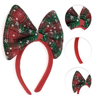 Bow Shape Headband for Christmas 4.72" Diameter Green Red 1 Pcs